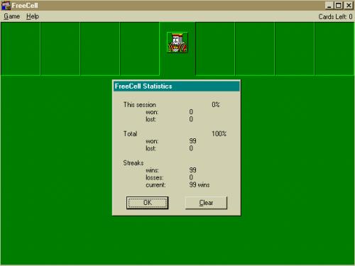 Free Cell at 99 games
