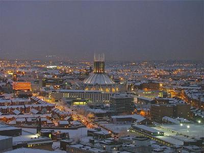 Liverpool under snow