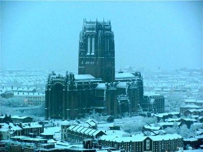 Liverpool under snow