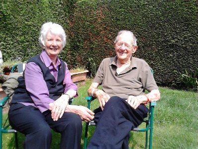 Mum and dad in back garden