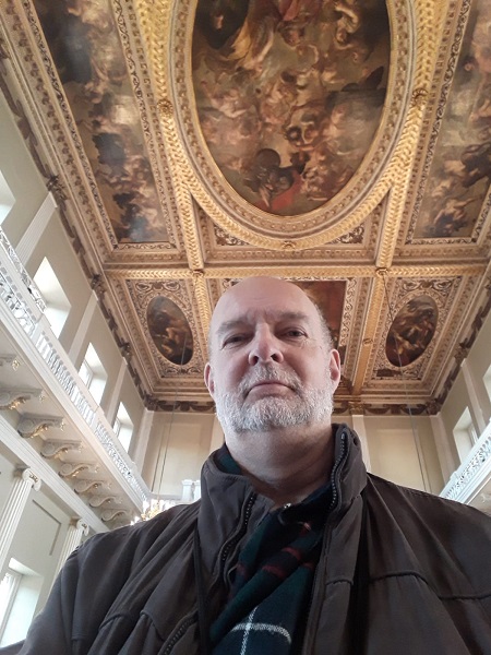 Me and Rubens' ceiling at Banqueting House, Whitehall