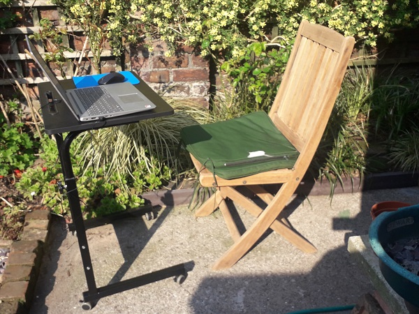 Portable desk for writing in the garden