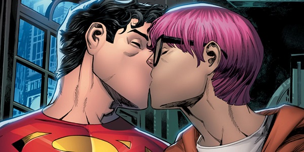 Jon Kent and Jay Nakamura kiss