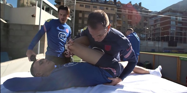 Phil Foden on the physio's table