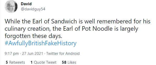 The Earls of Sandwich and Pot Noodle