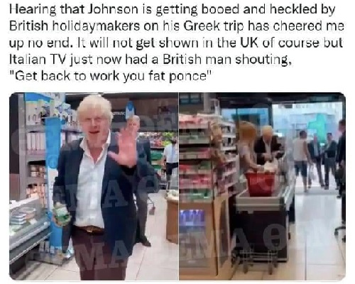 Johnson heckled on holiday