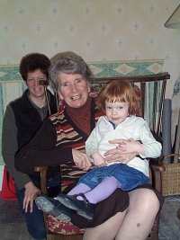 Mary, Linda and Grace in great grandma's rocking chair