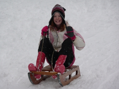 Mary on a sledge